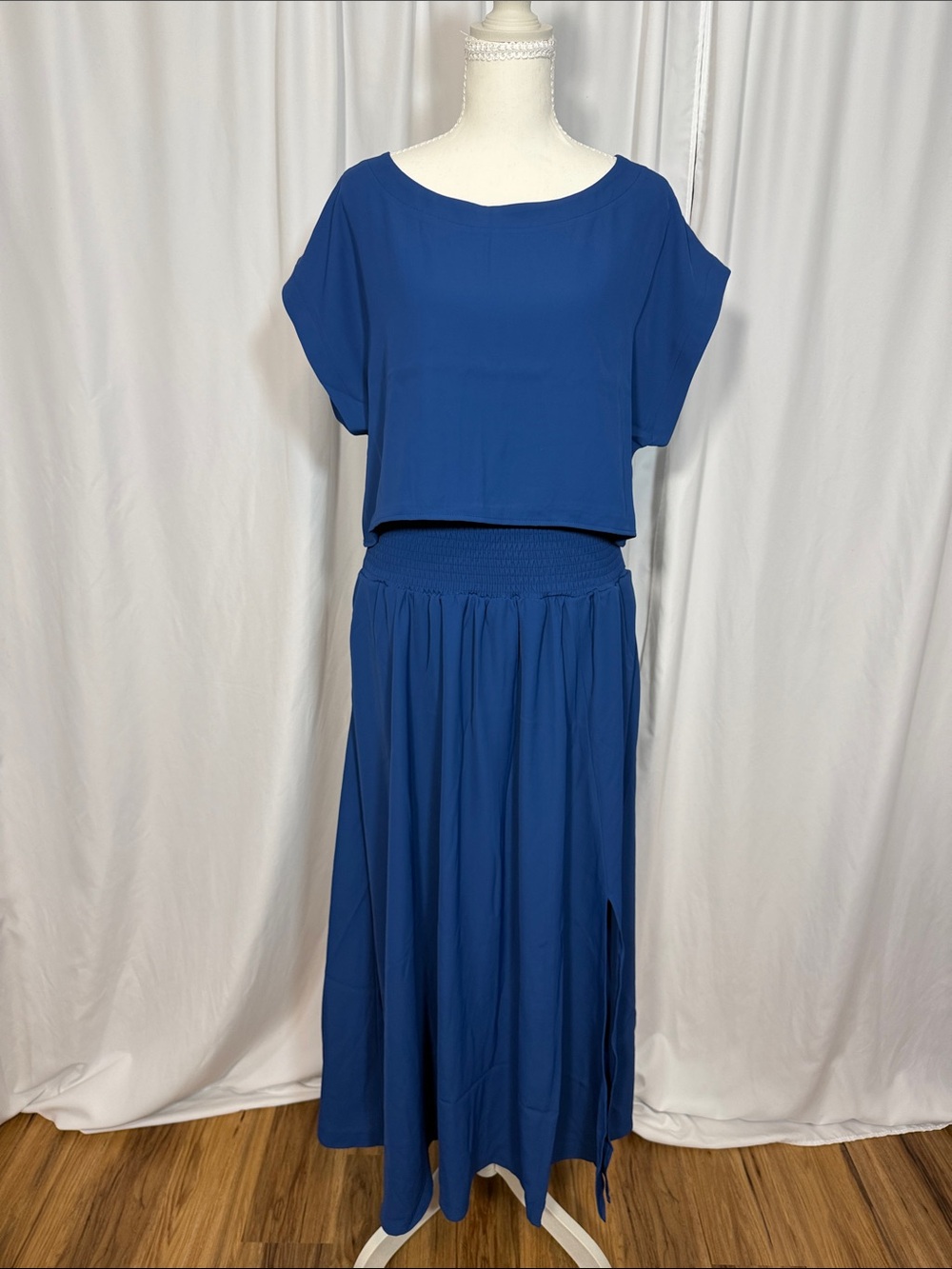 Zenana Royal Blue Two-Piece Maxi Skirt Set